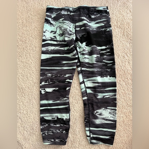 Calvin Klein Performance Capri Leggings Mint Green Black Multi - Picture 1 of 6